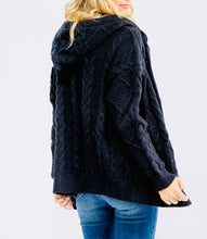 Load image into Gallery viewer, Black Cable-knit Zip Sweatshirt
