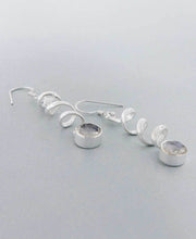 Load image into Gallery viewer, Sterling Silver and Moonstone Spiral Earrings
