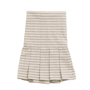 Striped Tea Towel with Ruffle, Tan - Home Decor & Gifts