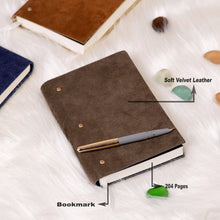 Load image into Gallery viewer, Soft Cover Suede leather diary journal-Grey: Ruled

