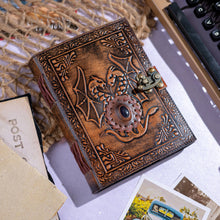 Load image into Gallery viewer, Leather Notebook with Stone Dragon Embossed Travel Journal 
