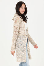 Load image into Gallery viewer, XHN02-ASIS HOODED CARDIGAN SWEATER: TAN-IVORY / L

