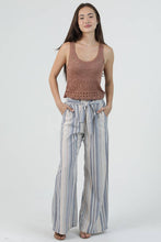 Load image into Gallery viewer, Wide-leg Blue Ivory Striped Pants
