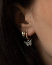 Load image into Gallery viewer, Enamel Blue Butterfly Huggie Earrings
