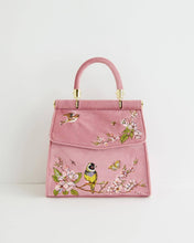 Load image into Gallery viewer, Morning Song Bird Embroidered Mini Pink Tote
