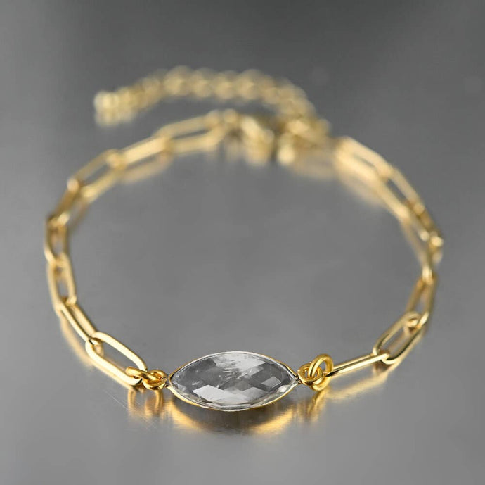 Paperclip Chain Bracelet with Semi Precious (Prasiolite)