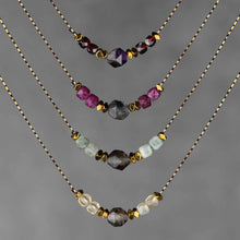 Load image into Gallery viewer, Semi Precious Star Cut and Cube Combo Short Necklace: 16” + Extender / Smoky Quartz &amp; Citrine
