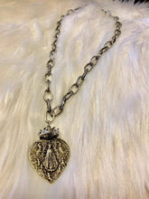 Load image into Gallery viewer, Crown Antique Silver Lady of Lujan Heart Necklace
