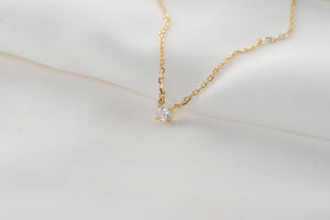 Sterling Silver Diamond Necklace - Gold Vermeil CZ Necklace: Pave V / Gold