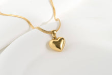 Load image into Gallery viewer, Heart Charm Necklace - 18k Gold Heart Chain Necklace: D. Paperclip (16&quot;) / B. Medium
