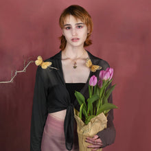 Load image into Gallery viewer, Vintage Butterfly Necklace w/ Multi Stones and Semi Precious: 18 + Extender / Amatrine
