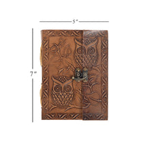 Load image into Gallery viewer, Owl Embossed Leather diary with 200 Handmade pages
