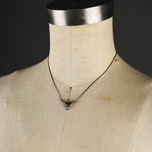 Load image into Gallery viewer, Hematite Skull w/ Gold Crystals &amp; Crystal Eyes Necklace: 16 + Extender / Gold
