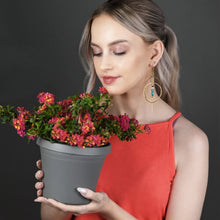 Load image into Gallery viewer, Double Hoop w/ Semi Precious Chain Drop Earrings: Herkimer Diamond
