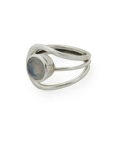 Sterling Silver Loop Ring With Moonstone: Size 8