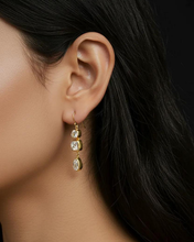 Load image into Gallery viewer, Triple Herkimer Quartz Gold-Plated Drop Earrings
