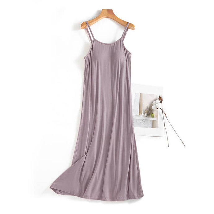 Built-in bra strappy dress lounge sleeveless dress: LightPink / M