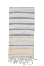 Load image into Gallery viewer, 100% Turkish Cotton Towel - Lightweight Marina Style - White with colored stripe
