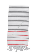 Load image into Gallery viewer, 100% Turkish Cotton Towel - Lightweight Marina Style - White with colored stripe
