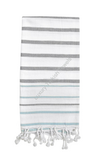 Load image into Gallery viewer, 100% Turkish Cotton Towel - Lightweight Marina Style - White with colored stripe
