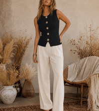Load image into Gallery viewer, Sleevless Button Up Ribbed Top
