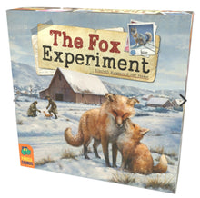 Load image into Gallery viewer, Board game box titled 'The Fox Experiment' with foxes and a barn on the cover.

