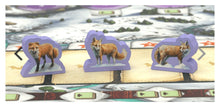 Load image into Gallery viewer, Board game pieces with fox illustrations on a snowy landscape background
