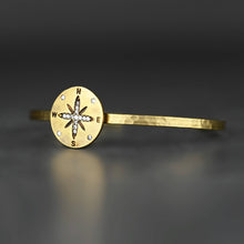 Load image into Gallery viewer, Delicate Brass Cuff w/ Compass and Stones
