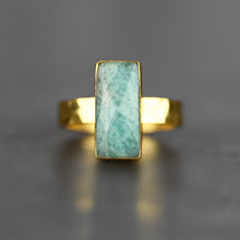 Load image into Gallery viewer, Amazonite  Rectangle Ring on a Hand Hammered Band: 7
