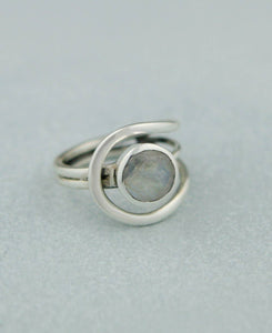 Sterling Silver Loop Ring With Moonstone: Size 6