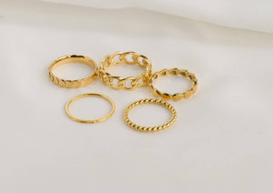 Dainty Gold Rings - Waterproof 18k Gold Stackable Rings: Thin Sparkle / 7