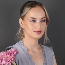 Load image into Gallery viewer, Modern Arches w/ Semi Precious Tri Drop Earrings: Amethyst
