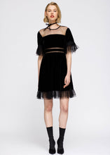 Load image into Gallery viewer, Nurode Mesh Contrast Velvet Dress In Black: L
