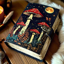Load image into Gallery viewer, Leather Journal Grimoire Vintage Mushroom Notebook Handmade
