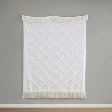 Load image into Gallery viewer, Fringed Tufted Throw Blanket, Moroccan Geometric, White
