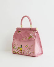 Load image into Gallery viewer, Morning Song Bird Embroidered Mini Pink Tote
