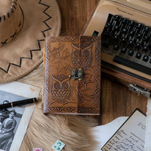 Load image into Gallery viewer, Owl Embossed Leather diary with 200 Handmade pages
