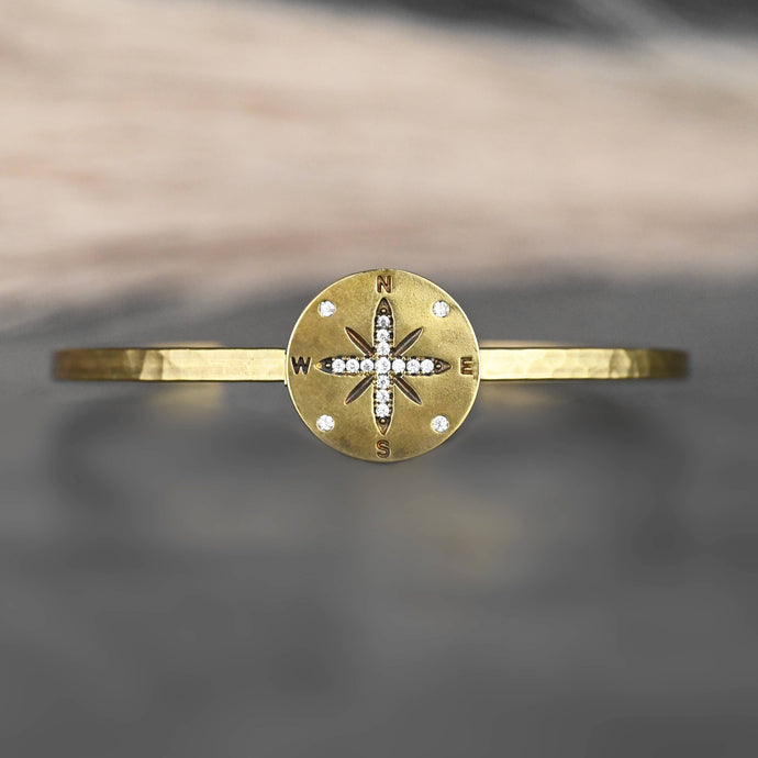Delicate Brass Cuff w/ Compass and Stones