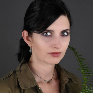 Semi Precious Star Cut and Cube Combo Short Necklace: 16” + Extender / Smoky Quartz & Citrine