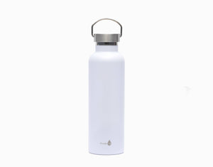 White w/ Silver Top Stainless Steel Water Bottle- 24 Oz