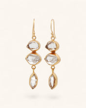Load image into Gallery viewer, Triple Herkimer Quartz Gold-Plated Drop Earrings
