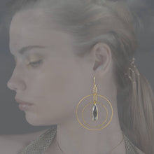 Load image into Gallery viewer, Double Hoop w/ Large Semi Precious Drop Earrings: Amethyst
