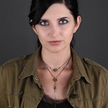 Load image into Gallery viewer, Semi Precious Star Cut and Cube Combo Short Necklace: 16” + Extender / Smoky Quartz &amp; Citrine
