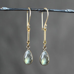 Simple Small Bar w/ Semi Precious Gemstone: Smoky Quartz