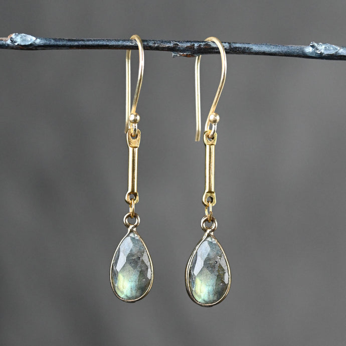 Simple Small Bar w/ Semi Precious Gemstone: Smoky Quartz