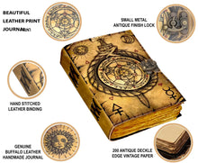 Load image into Gallery viewer, Vintage Leather Journal Notebook Diary with Compass Print 
