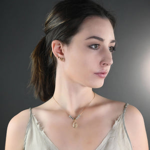 Golden Rutile Large Tear Drop on Delicate Vintage Chain