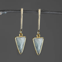 Load image into Gallery viewer, Bar Top Classic Semi Precious Triangle Drop Earrings: Smoky Quartz

