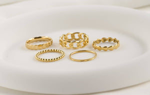 Dainty Gold Rings - Waterproof 18k Gold Stackable Rings: Thin Sparkle / 8