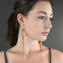 Load image into Gallery viewer, Dramatic Circle Eye w/ Semi Precious &amp; Gold Plated Tassel: Golden Rutile
